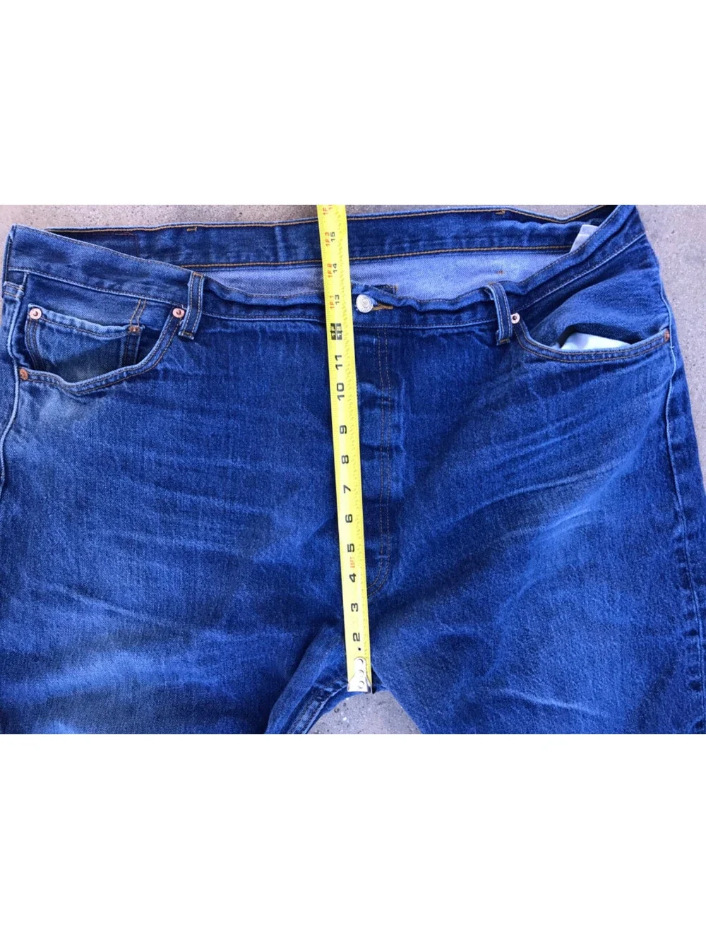 Levi Strauss 501 Jeans  46x30 Button Fly Dark Blue Denim Straight Leg Lite Fade